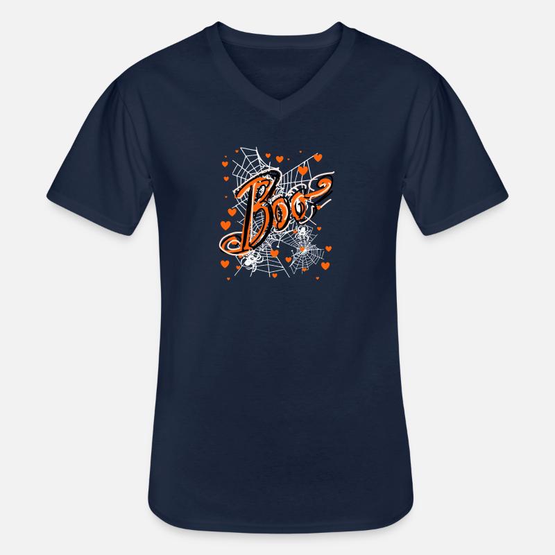 Boo,halloween,Graffiti,Spinnennetz,Spinne - Männer-T-Shirt mit V-Ausschnitt - Navy