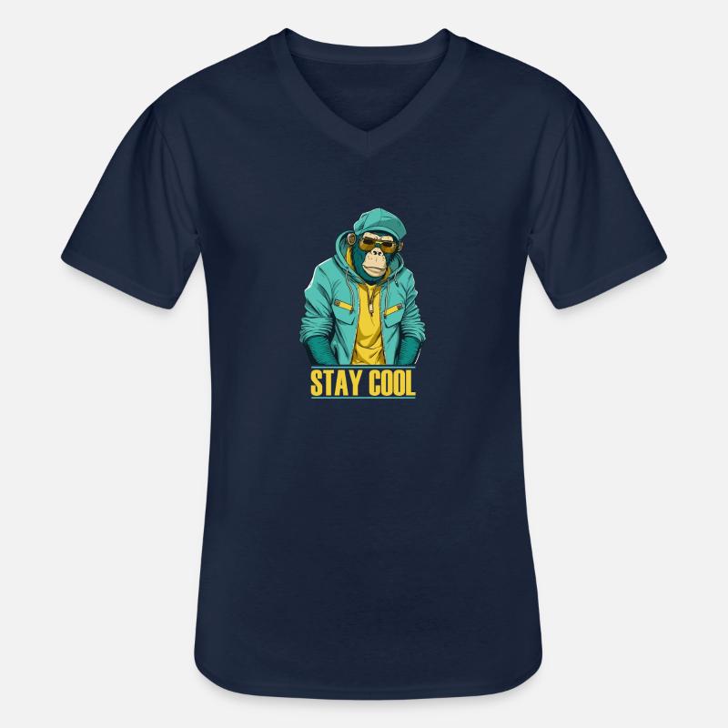 Cooler Affe Stay Cool - Männer-T-Shirt mit V-Ausschnitt - Navy
