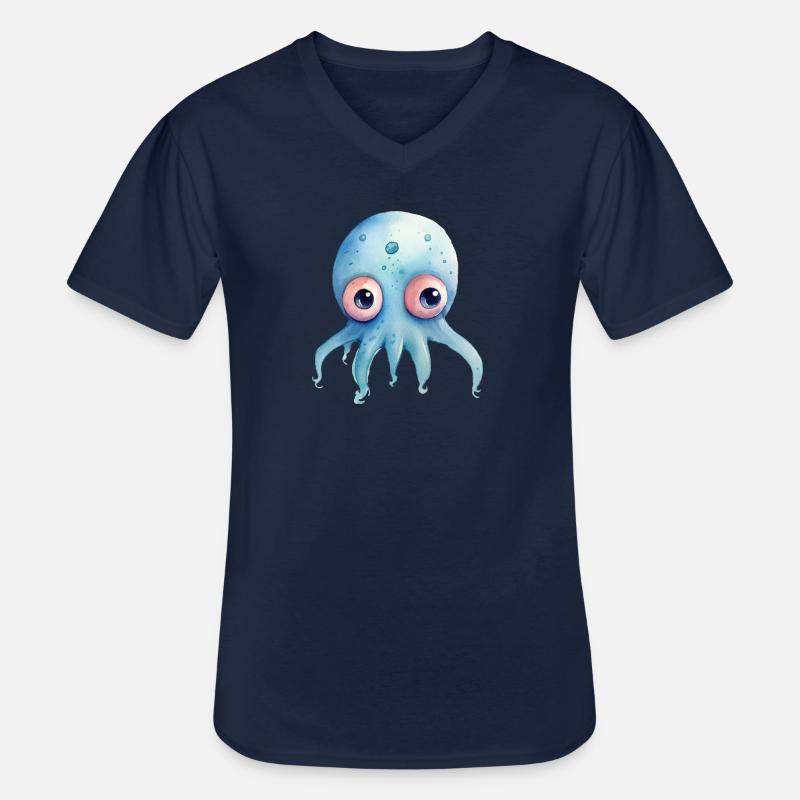 Oktopus Wasserfarben - Männer-T-Shirt mit V-Ausschnitt - Navy