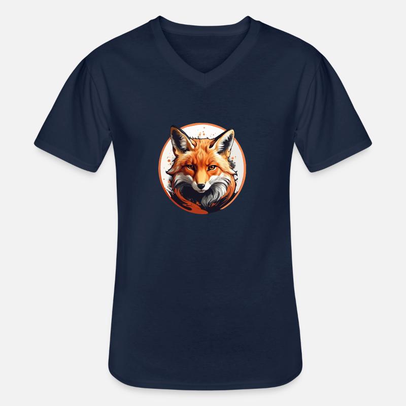 Rotfuchs Fuchs Portrait - Männer-T-Shirt mit V-Ausschnitt - Navy