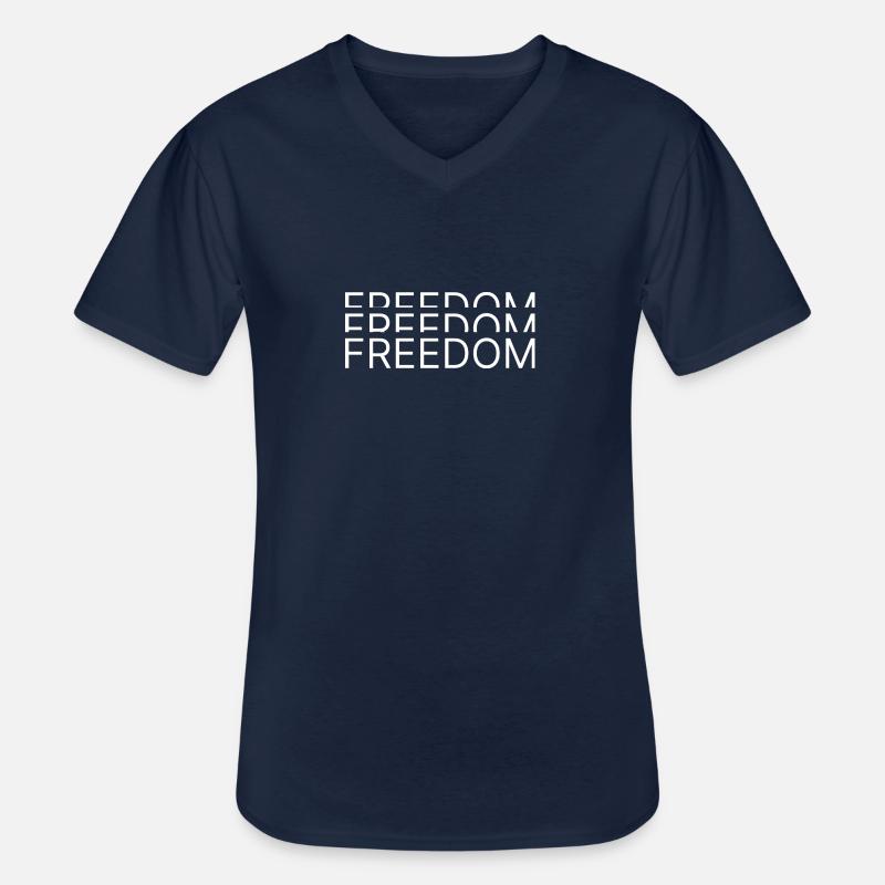 freedom - Männer-T-Shirt mit V-Ausschnitt - Navy