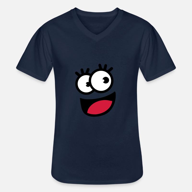 funnyface - Männer-T-Shirt mit V-Ausschnitt - Navy
