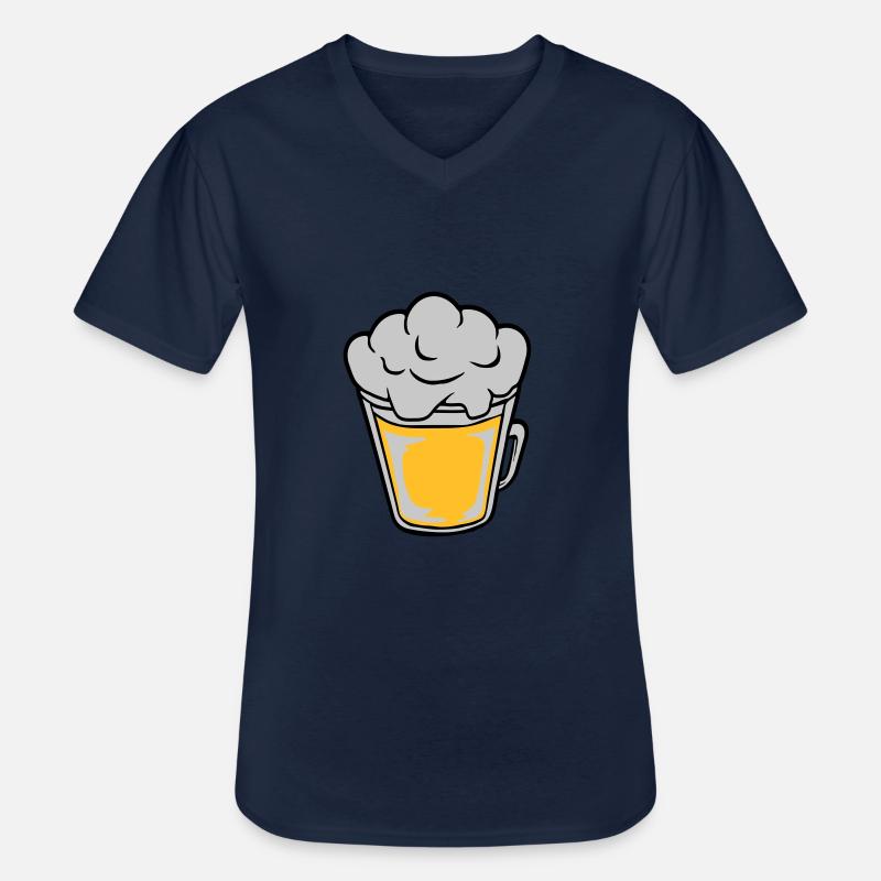 Comic Bier von oben - Männer-T-Shirt mit V-Ausschnitt - Navy