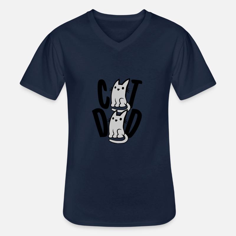 Cat Dad Text Logo - Männer-T-Shirt mit V-Ausschnitt - Navy