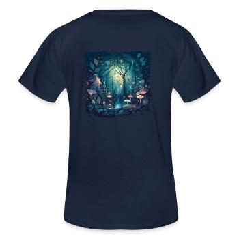 Forêt de conte de fées enchanteresse avec des champignons enchantés - T-shirt col V Homme - marine - Dos - AI Model Male 185 light (185cm)