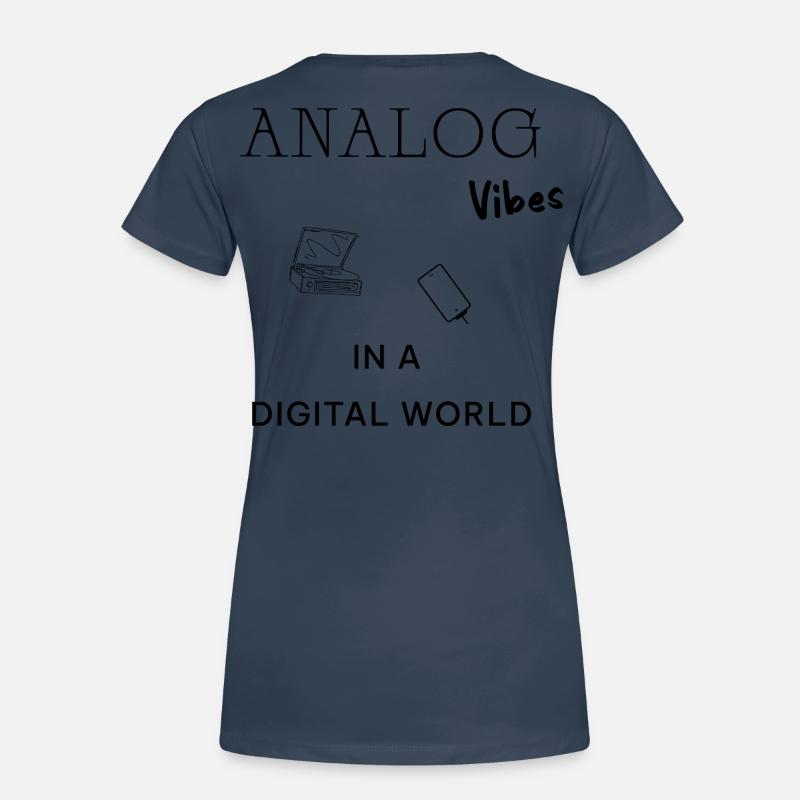 Analog Vibes Backprint – Retro Vinyl Aesthetic Frauen Premium Bio T-Shirt