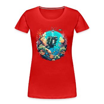 Der Unterwasser-Entdecker - Frauen Premium Bio T-Shirt -  - Vorne - Mia (176cm)
