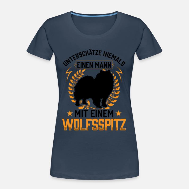 Mann mit Wolfsspitz unterschätzen Deutscher Spitz Frauen Premium Bio T-Shirt