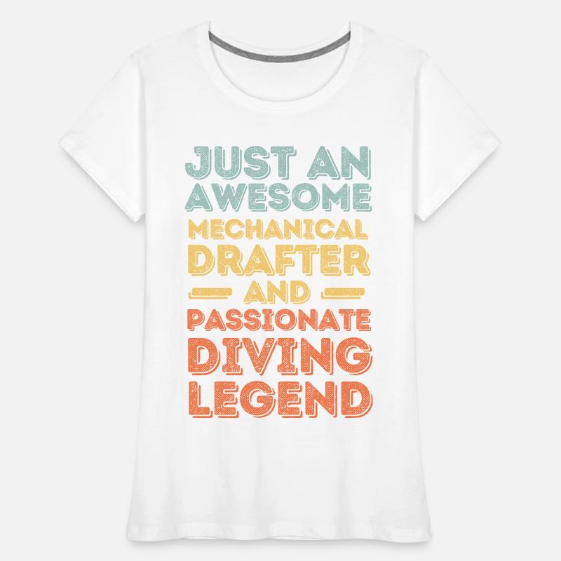 Dessinateur technique plongée rétro T-shirt bio Premium Femme