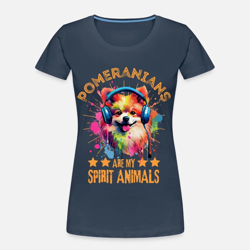 Bunter Zwergspitz mit Kopfhörer Frauen Premium Bio T-Shirt