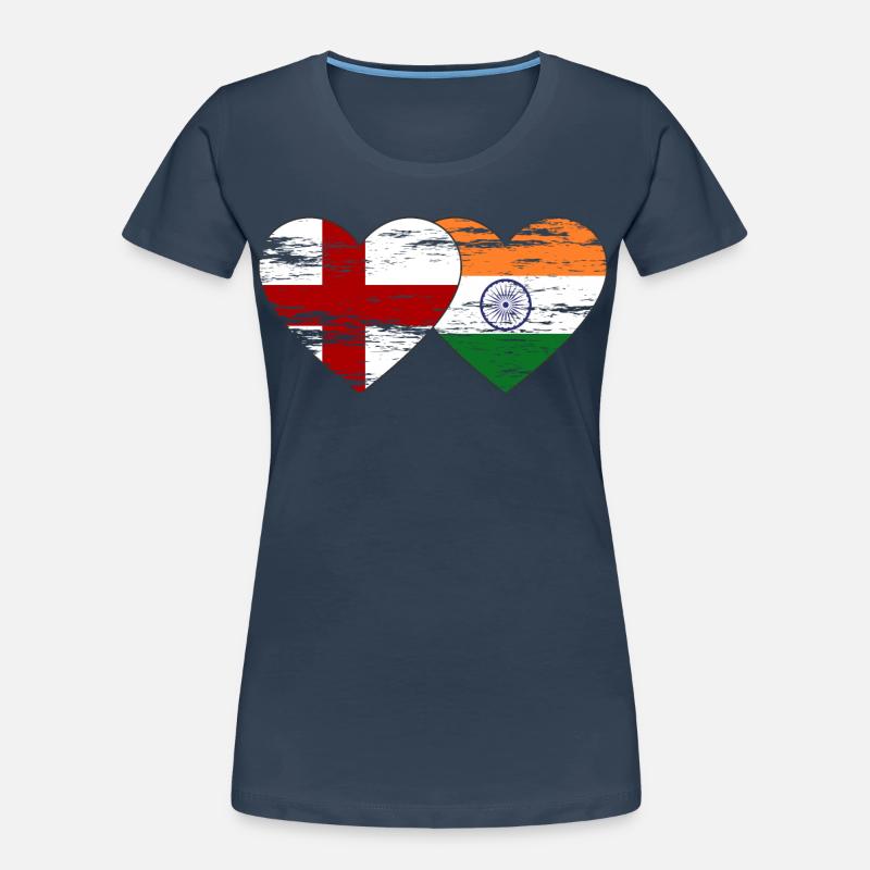 Drapeau de l’Angleterre et de l’Inde utilisé T-shirt bio Premium Femme