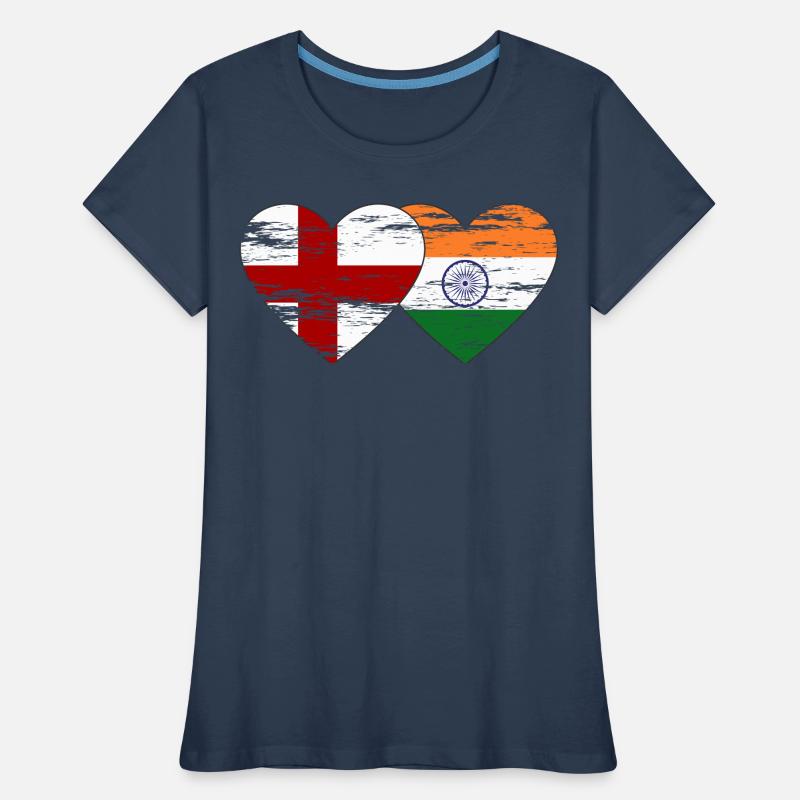 Drapeau de l’Angleterre et de l’Inde utilisé T-shirt bio Premium Femme