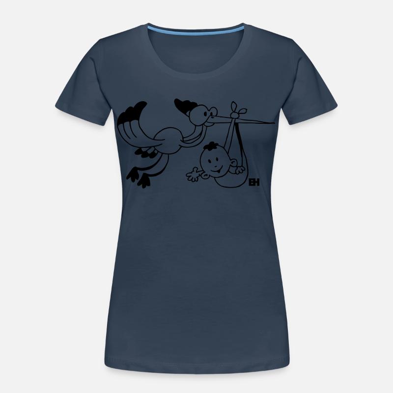 Der Storch bringt die Babys. Frauen Premium Bio T-Shirt