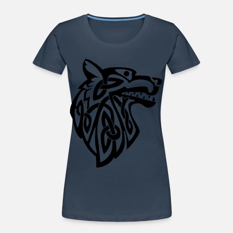 Wolf schwarz Wikinger Frauen Premium Bio T-Shirt