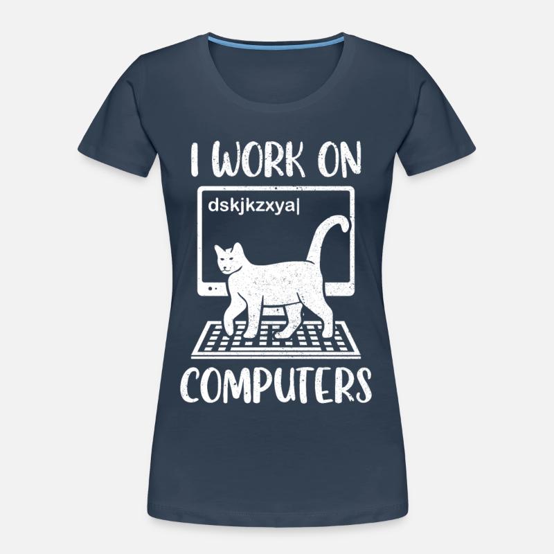 Cat Kitten Cat Mom I Work On Computers Women's Premium Organic T-Shirt