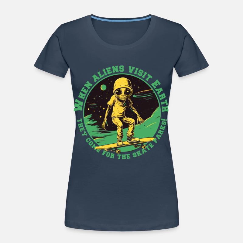 Skaterals dans l’espace avec lettrage T-shirt bio Premium Femme