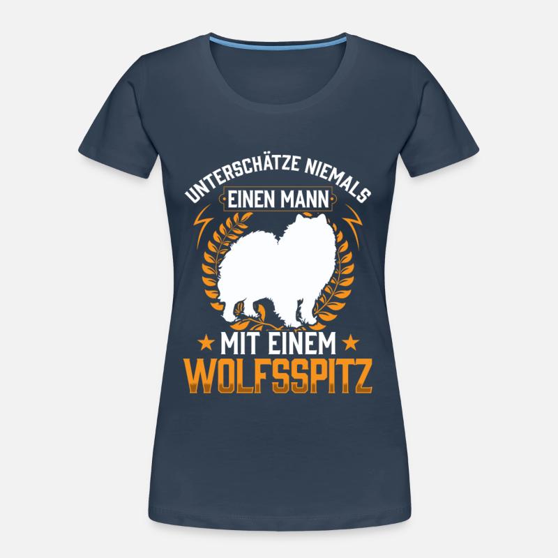 Mann mit Wolfsspitz unterschätzen Deutscher Spitz Frauen Premium Bio T-Shirt