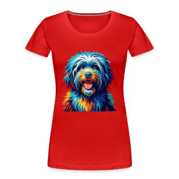 Puli Chien Race Coloré Aquarelle Dessin Animé Kawaii - T-shirt bio Premium Femme -  - Devant - Mia (176cm)