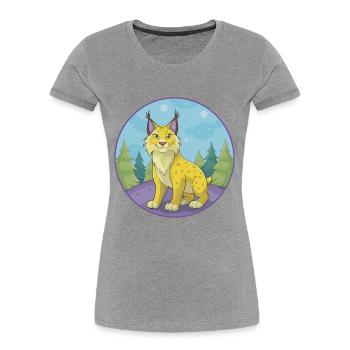 Luchs Niedliche Kawaii Cartoon Clipart Tier Haustier - Frauen Premium Bio T-Shirt -  - Vorne - Mia (176cm)