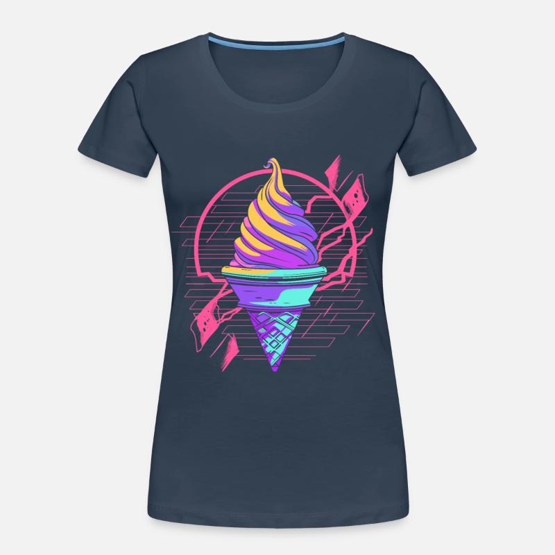 Ice Cream Cone Synthwave Women's Premium Organic T-Shirt