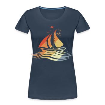 Segeln Zeichnung Vintage Look - Frauen Premium Bio T-Shirt -  - Vorne - Mia (176cm)