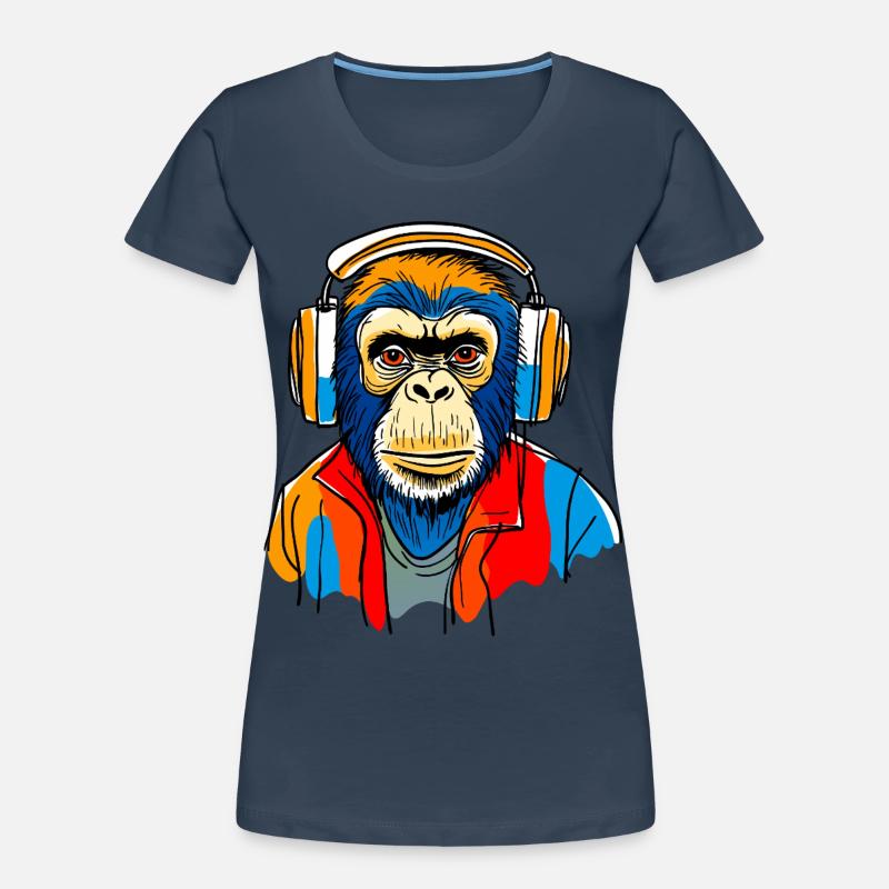 Singe avec casque T-shirt bio Premium Femme