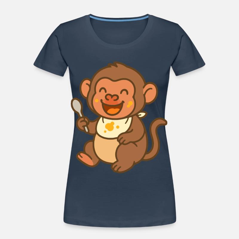 Nourrir avec le bébé singe – s’amuser à la cuillère T-shirt bio Premium Femme