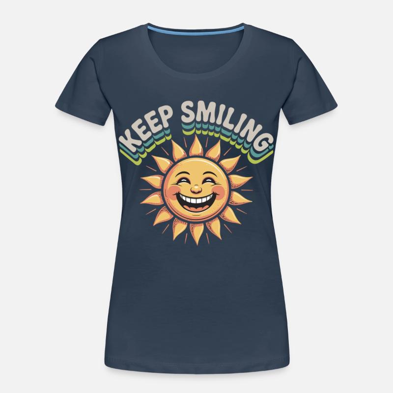 Lächelnde Sonnengrafik mit Botschaft Frauen Premium Bio T-Shirt