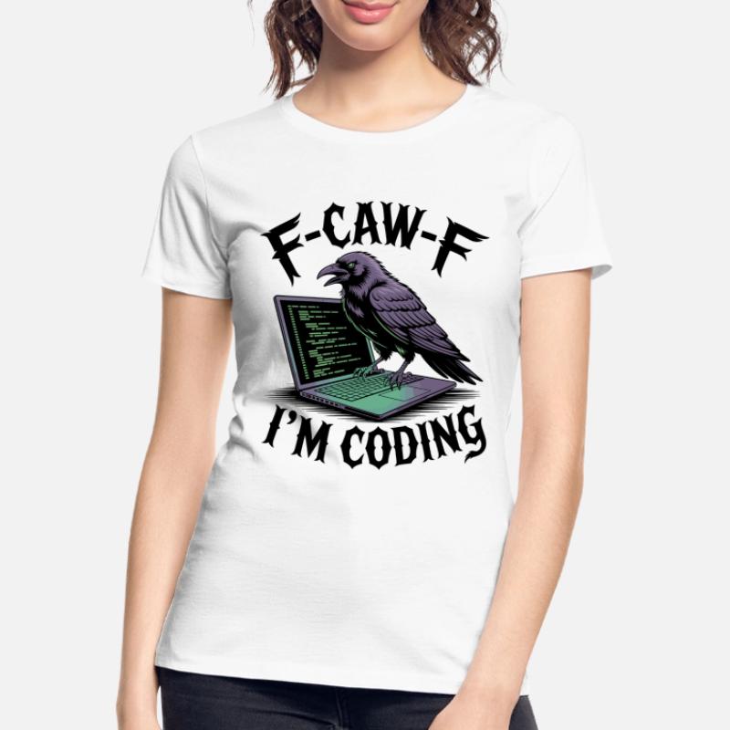 RabenCoder : Code Raven sur l’ordinateur portable T-shirt bio Premium Femme