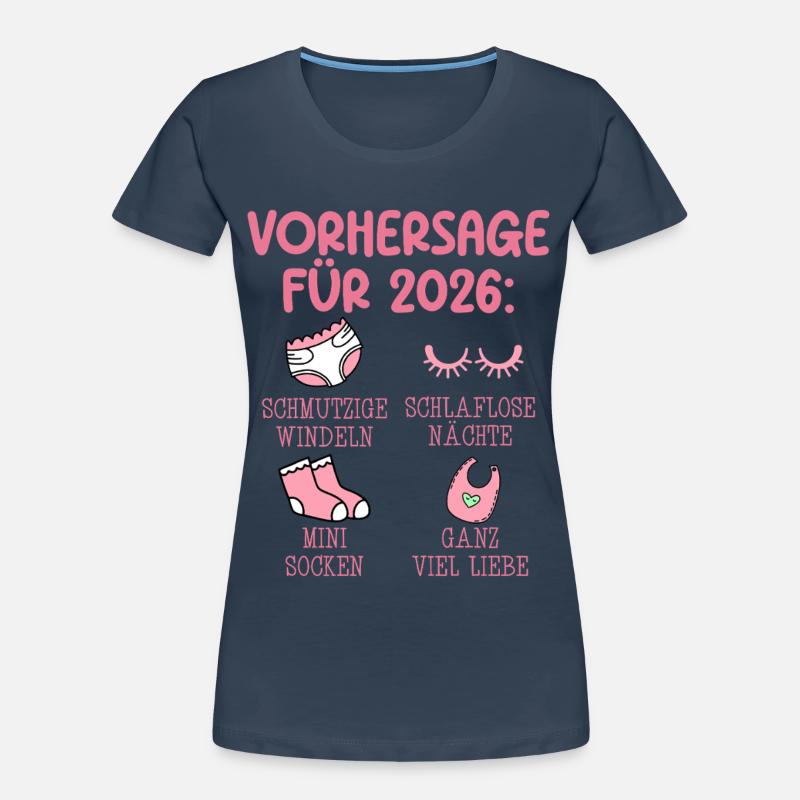 Werdende Mutter 2026 VORHERSAGE Lustiges Frauen Premium Bio T-Shirt