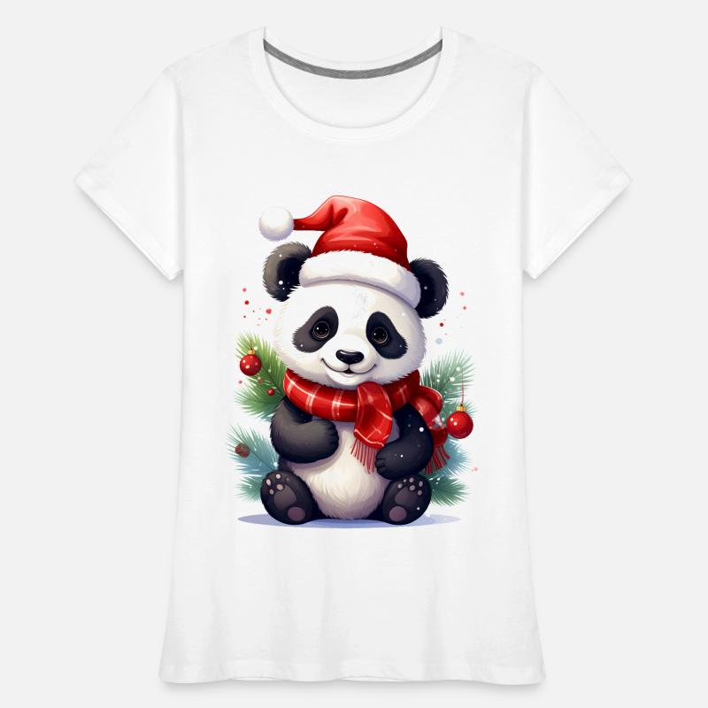 Mignon panda de Noël avec écharpe T-shirt bio Premium Femme