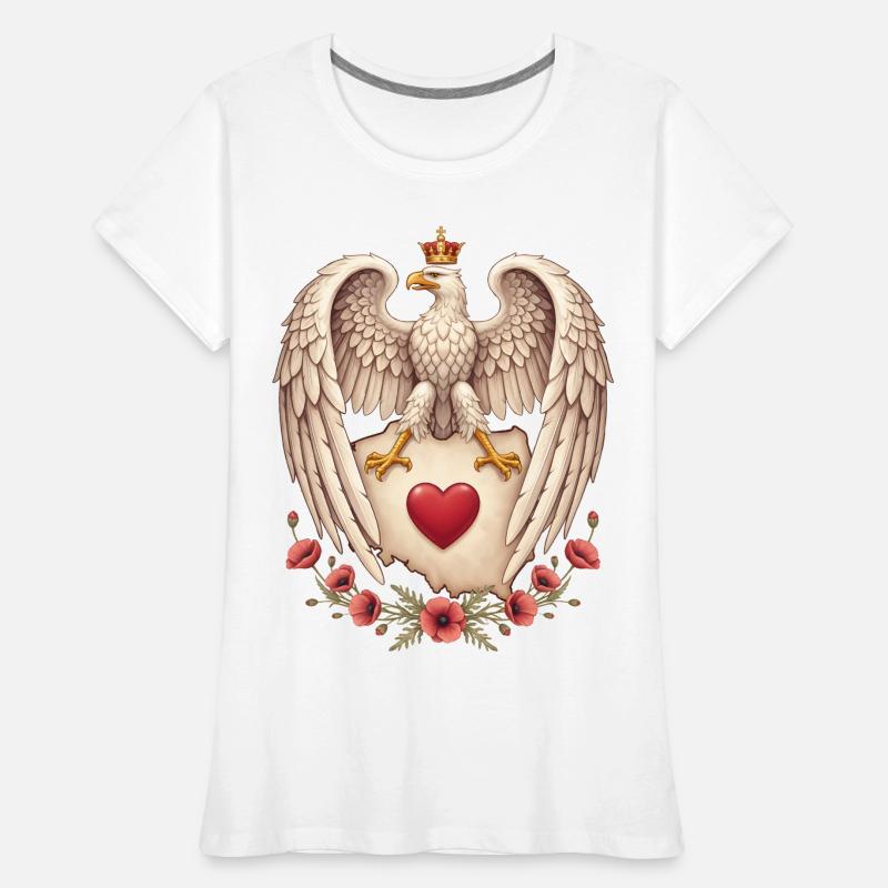 Englischer Adler Herz Mohn Emblem Frauen Premium Bio T-Shirt