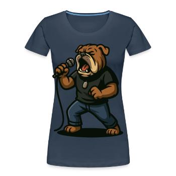 Rocksängerin Bulldogge mit Mikrofonkunst - Frauen Premium Bio T-Shirt -  - Vorne - Mia (176cm)