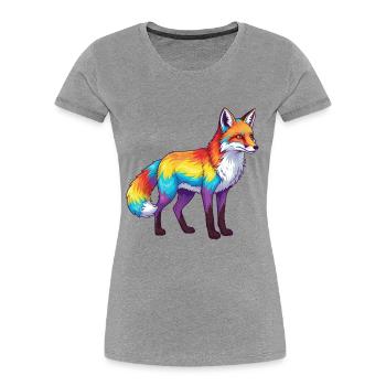 Colorful Fox Rainbow Pop Art Watercolor - Women's Premium Organic T-Shirt -  - Front - Mia (176cm)