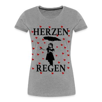 Heart Rain Girl Umbrella Romantic Love Art Design - Frauen Premium Bio T-Shirt -  - Vorne - Mia (176cm)