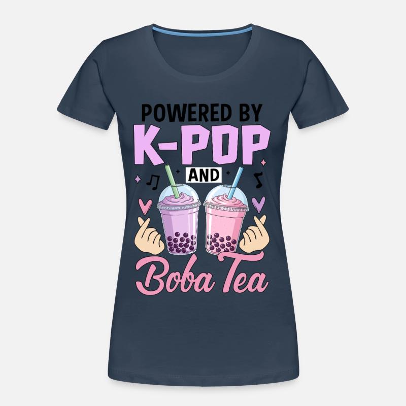 Powered By K Pop And Boba Tea Frauen Premium Bio T-Shirt