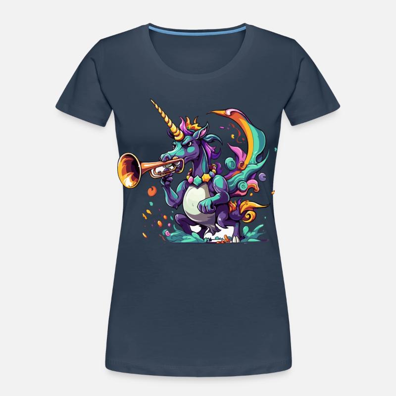 Farbexplosion Einhorn-Trompeter Frauen Premium Bio T-Shirt
