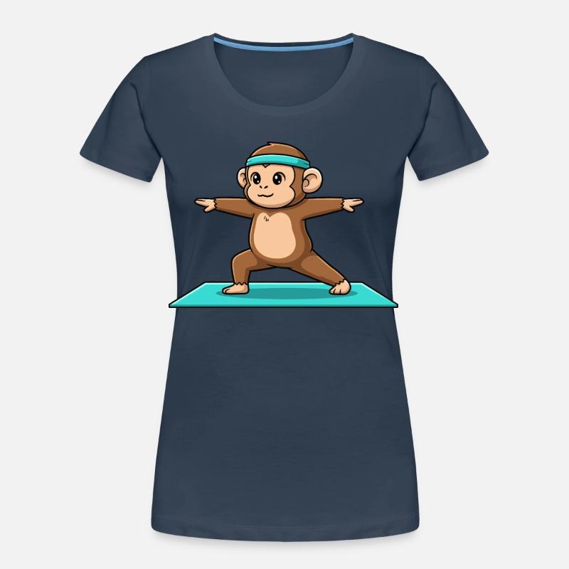 Yoga Monkey Ape Doing Warrior Pose Women's Premium Organic T-Shirt