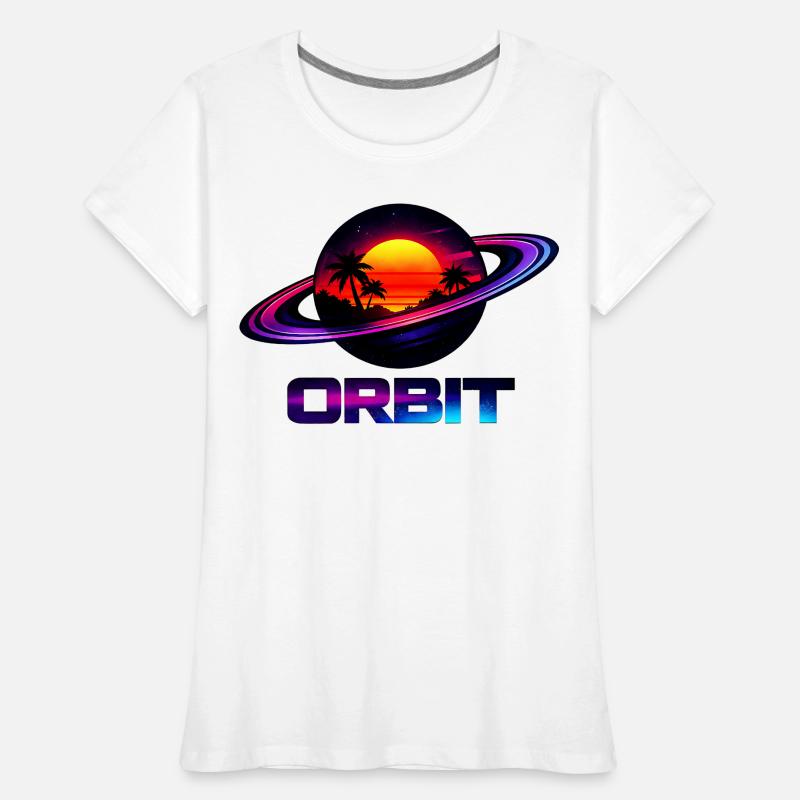 Geometric Saturn Orbit Retro Synthwave 80s Women's Premium Organic T-Shirt