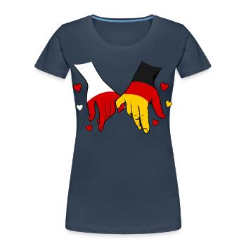 Polen_Deutschland_Flagge_Händehalten - Women's Premium Organic T-Shirt -  - Front - Mia (176cm)