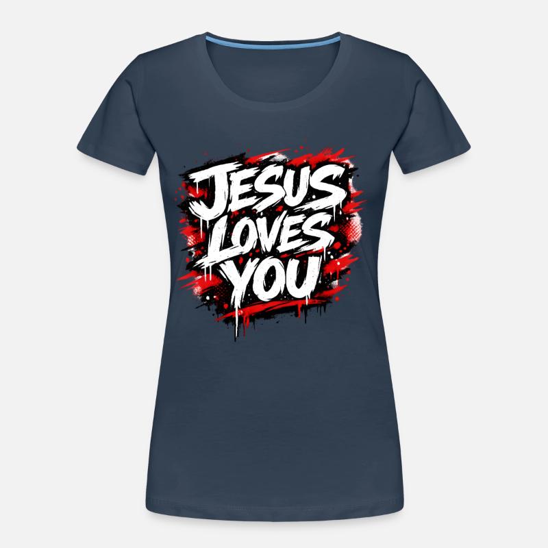 Déclaration de graffiti Jésus t’aime T-shirt bio Premium Femme