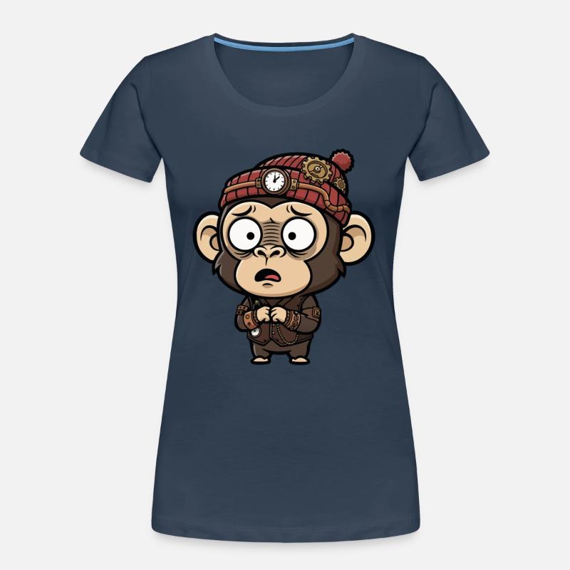 Monkey Inventor Steampunk Clock Hat Women's Premium Organic T-Shirt