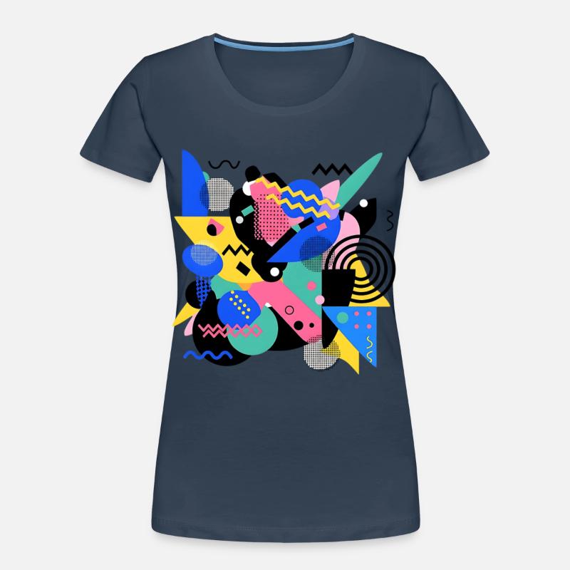 Memphis Style Pattern Retro 80s Geometry Abstract Women's Premium Organic T-Shirt