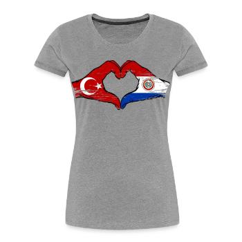 Türkei_Paraguay_Flagge_Hände_Herzform_used - Women's Premium Organic T-Shirt -  - Front - Mia (176cm)