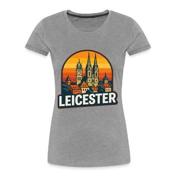 Leicester City Skyline Vintage Retro Sunset - Women's Premium Organic T-Shirt -  - Front - Mia (176cm)
