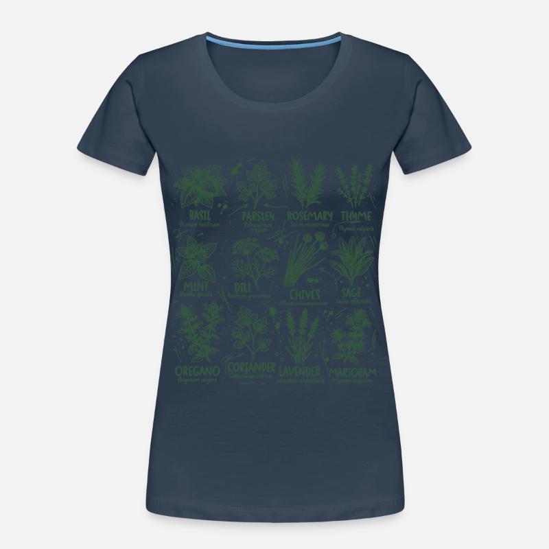 Herbs Botany Kitchen basilic Romarin T-shirt bio Premium Femme