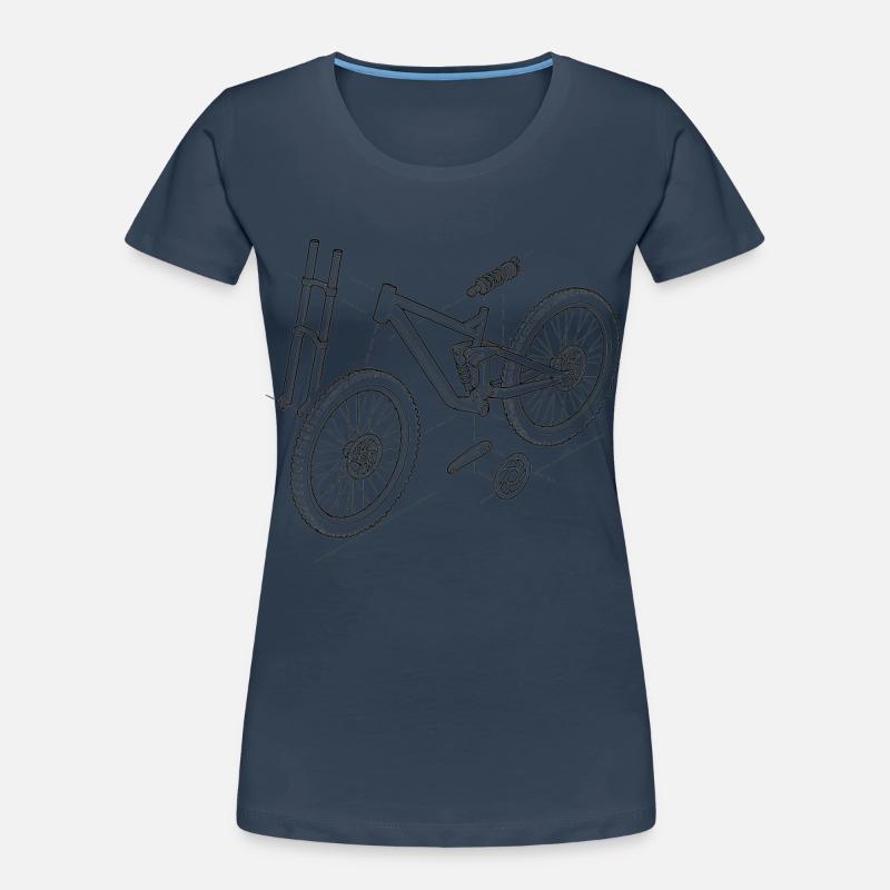 DH-Bike Exploded Drawing: MTB Technique Sketch Women's Premium Organic T-Shirt