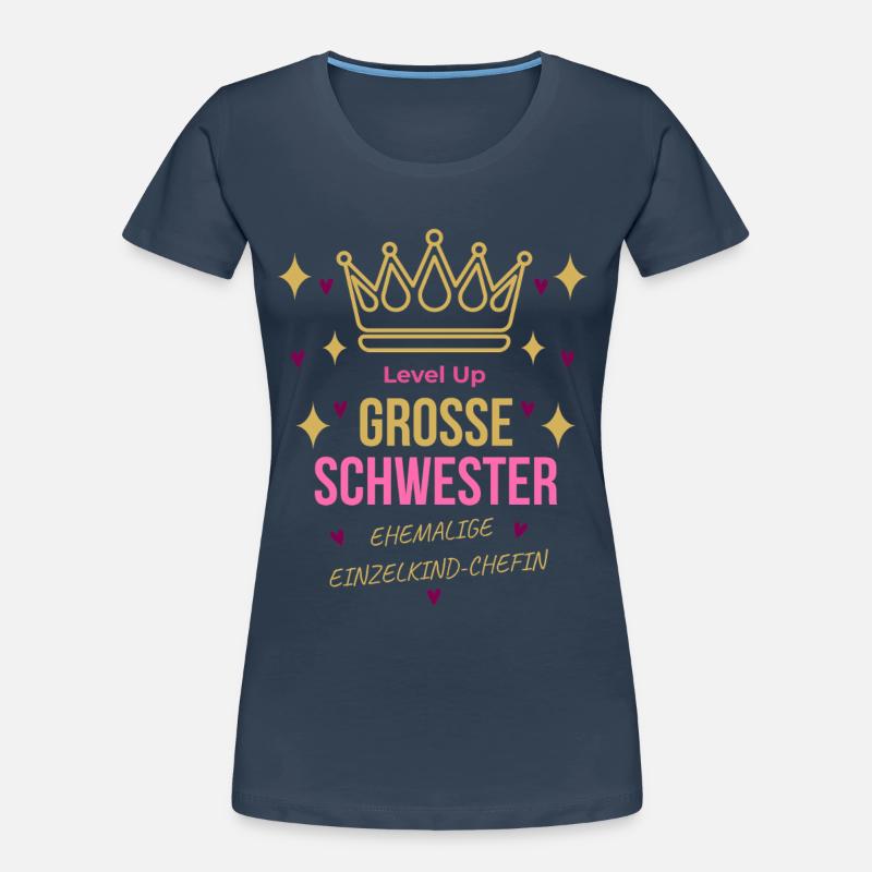 Level Up Große Schwester - Geschenk Einzelkind Frauen Premium Bio T-Shirt