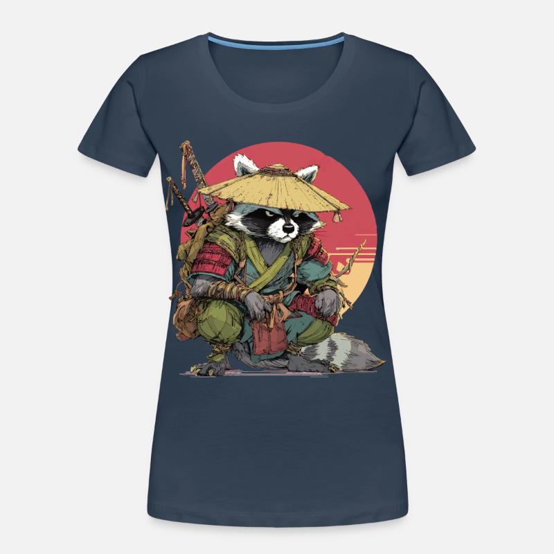 Waschbär-Samurai mit Strohhut Frauen Premium Bio T-Shirt