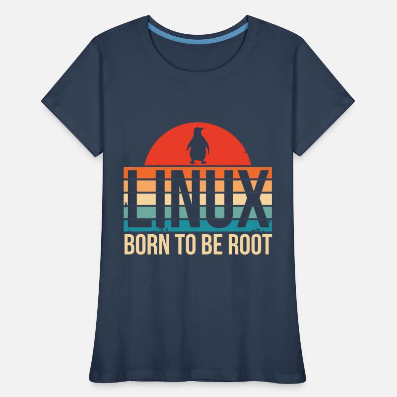 Linux né pour être Root Penguin Nerd Coding Geek T-shirt bio Premium Femme